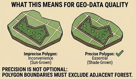 Polygon precision — imprecise vs precise boundary for agroforestry farms